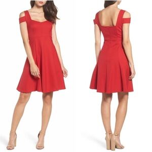 Red off the shoulder dress